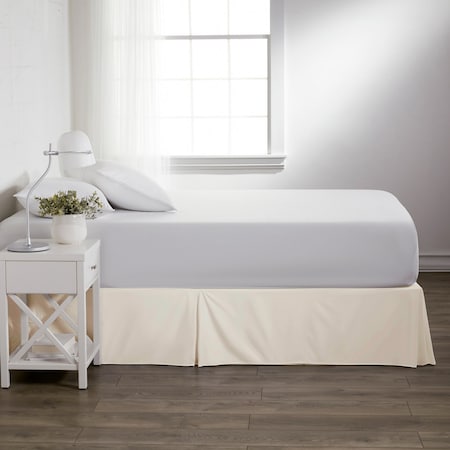 Home Collection Premium Pleated Dust Ruffle Bed Skirt , Twin Extra Long, Ivory IEH-BDSK-TWXL-IV